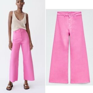 BOGO! Zara Marine Straight Jean Pants Wide Leg Pink Size 2